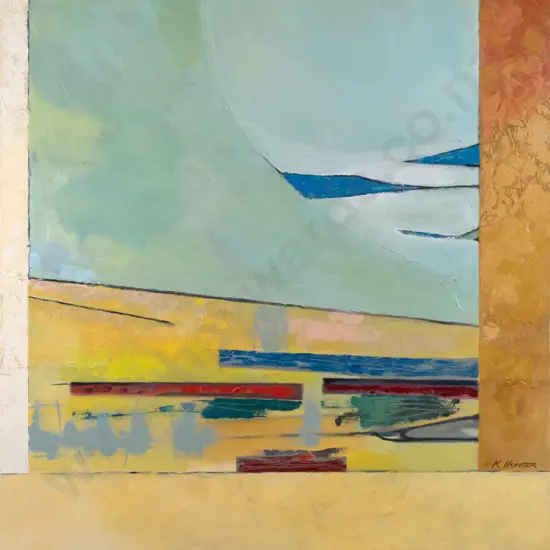 Kay Hunter - boxed oil on canvas - abstract H-1220 W-910