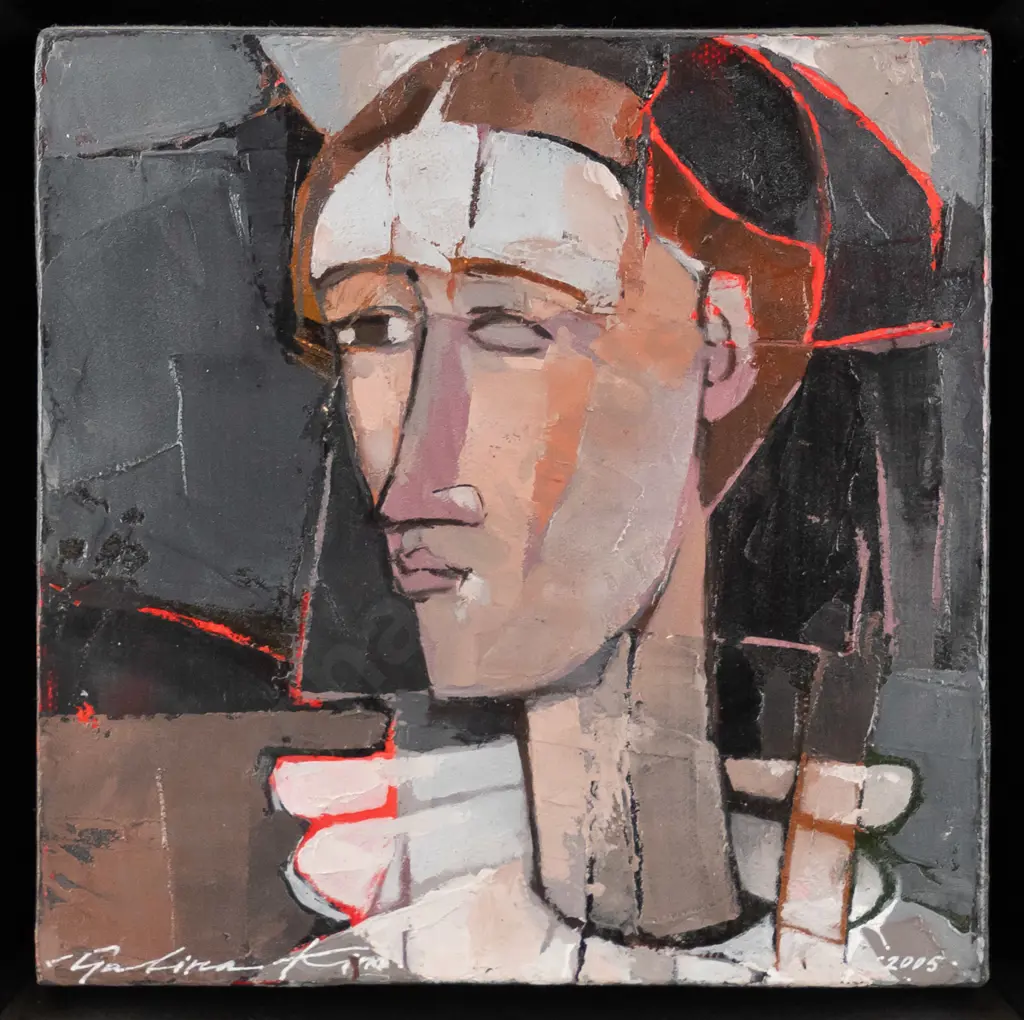Galina Kim 2005 - framed acrylic - portrait H-150 W-150 Image 1++