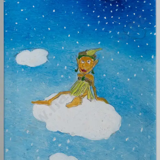 Ivan Hill - framed mixed media - cloud scene H-190 W-140