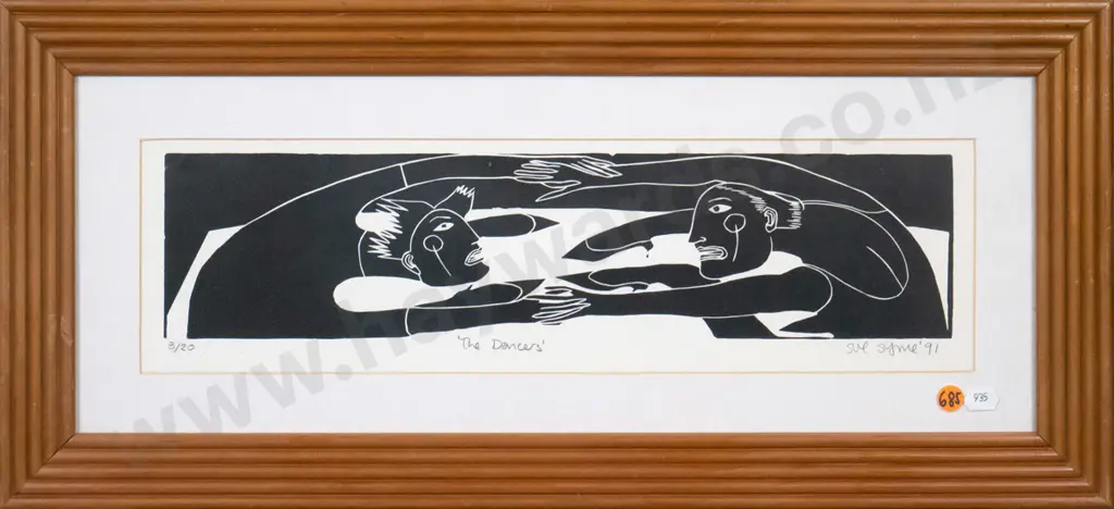 Sue Symes '91 - framed ltd edition print 3/20 "The Dancers" H-110 W-410 Image 1++