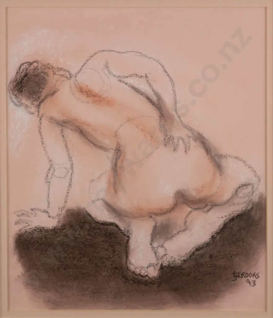 Lindsay Crooks '93 - framed pastel - nude H-255 W-215 Image 1++
