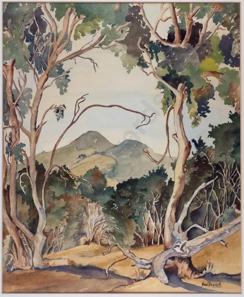 Joan Brickell - framed watercolour - Saddle Hill H-450 W-360 Image 1++