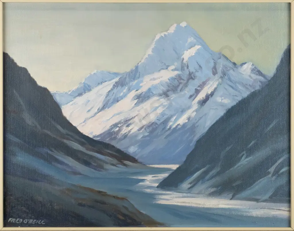 Fred O'Neill - framed oil "Sunrise on Mount Cook" H-350 W-440 Image 1++