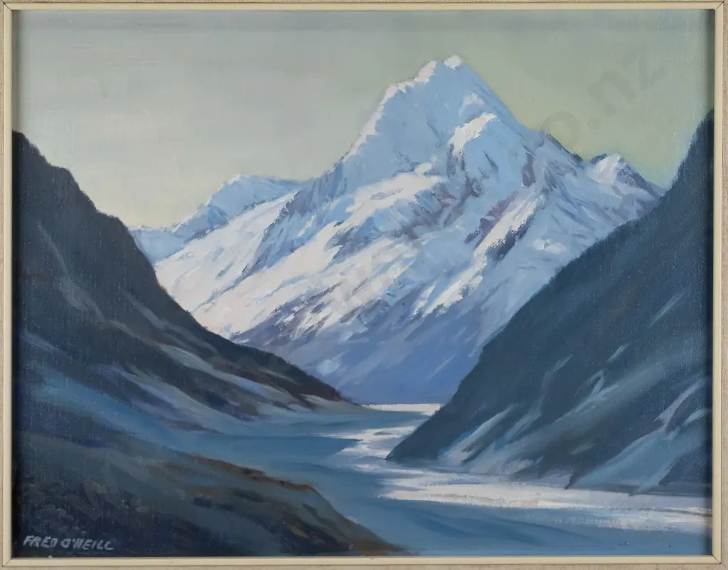 Fred O'Neill - framed oil "Sunrise on Mount Cook" H-350 W-440 Image 1++