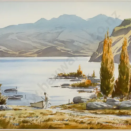 Garrick Tremain '93 - framed watercolour "Lake Wanaka" H-270 W-370