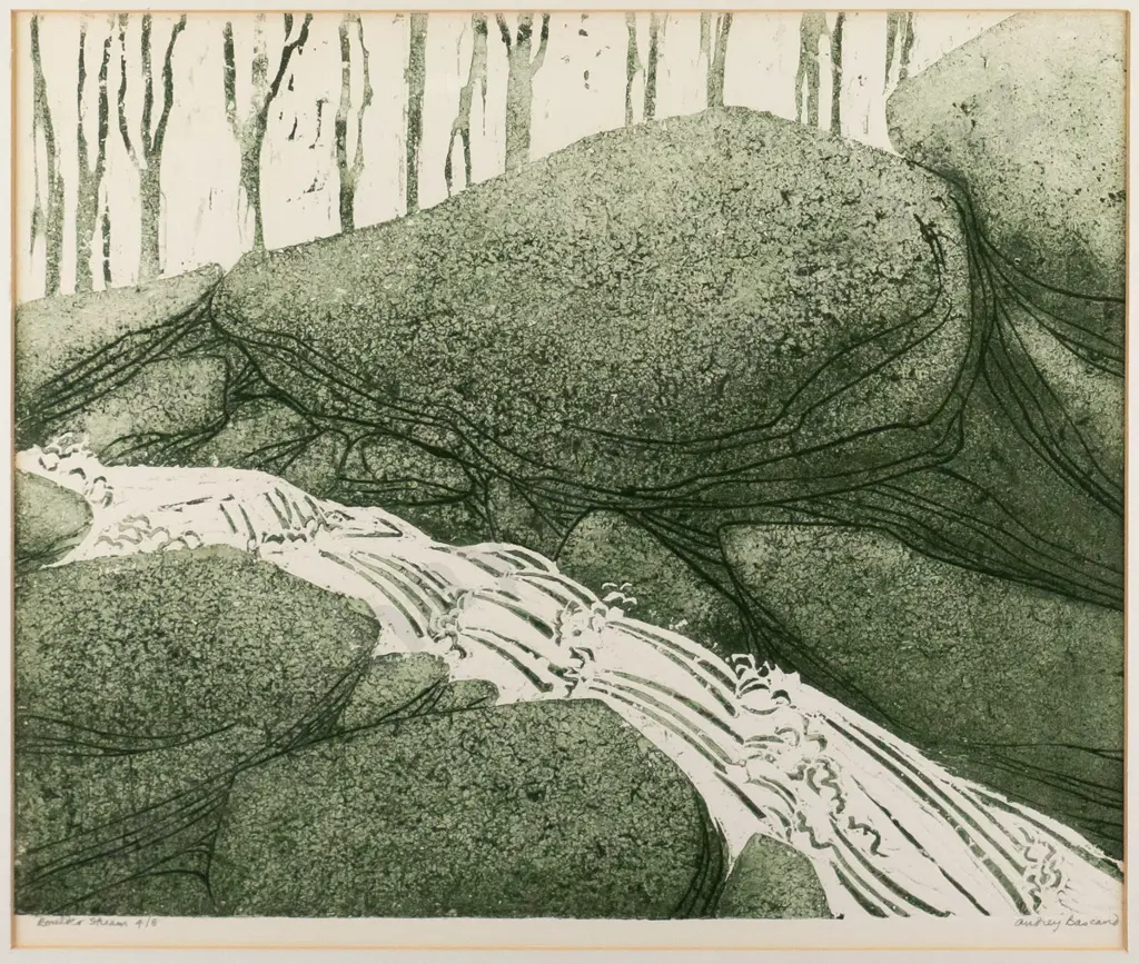 Audrey Bascand - framed ltd edition print 4/8 "Boulder Stream" H-310 W-380 Image 1++