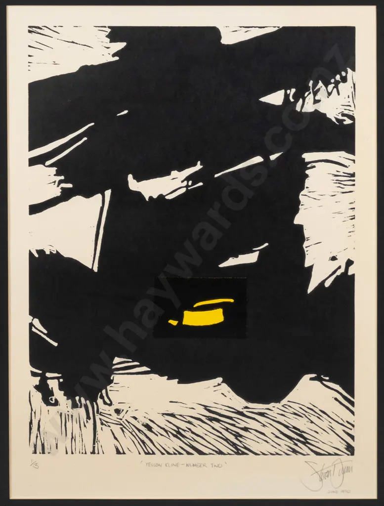illegible signature 1990 - framed ltd edition print 1/3 "Yellow Kline - Number Two" H-510 W-380 (slight foxing) Image 1++