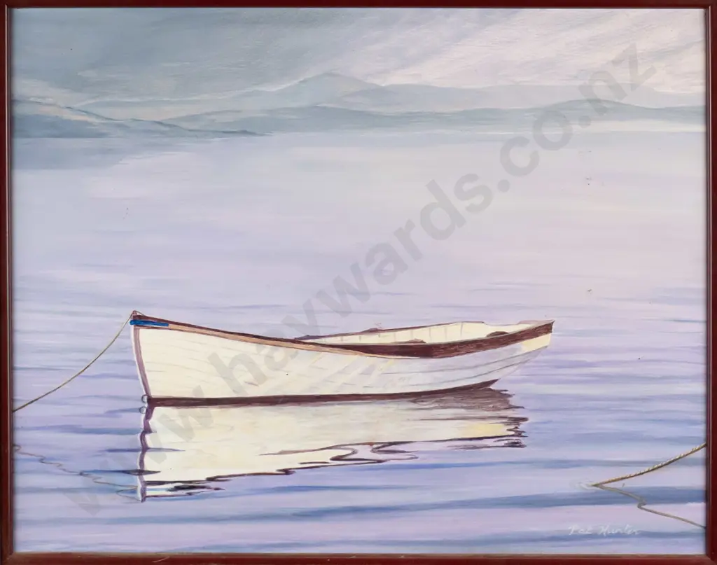 Pat Hunter - framed acrylic - "Safe Anchorage" H-370 W-460 Image 1++