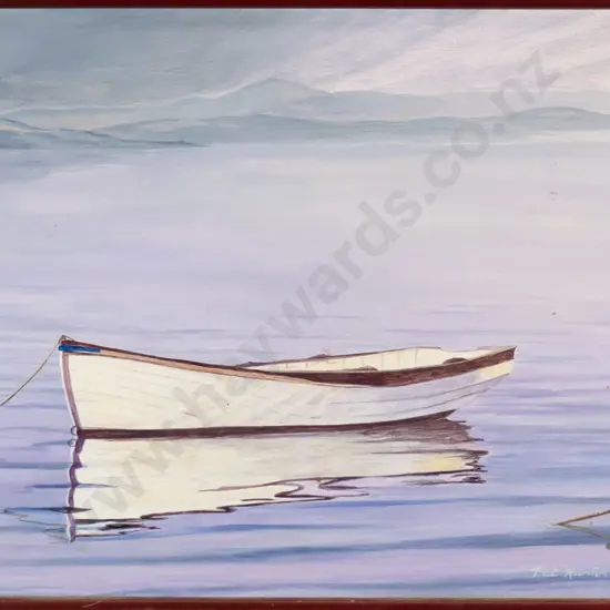 Pat Hunter - framed acrylic - "Safe Anchorage" H-370 W-460