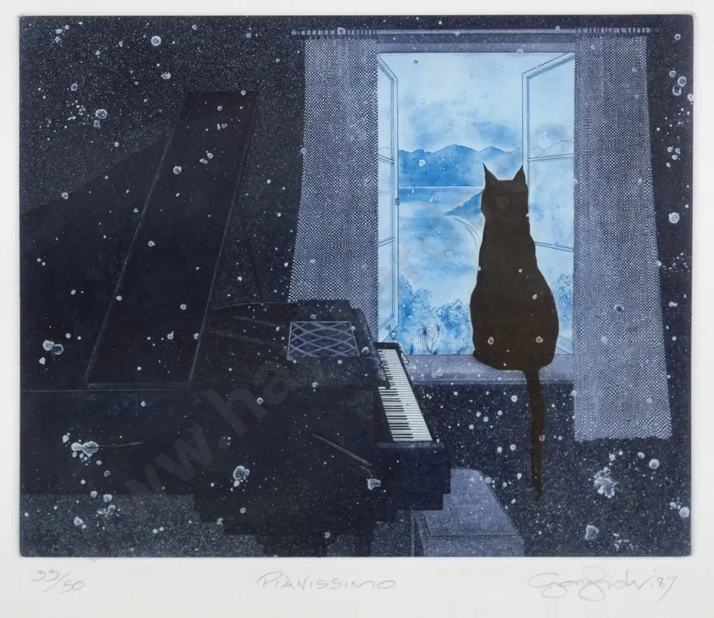 Gary Tricker - framed etching/aquatint 33/50 "Pianissimo" H-190 W-140 (slight warping) Image 1++