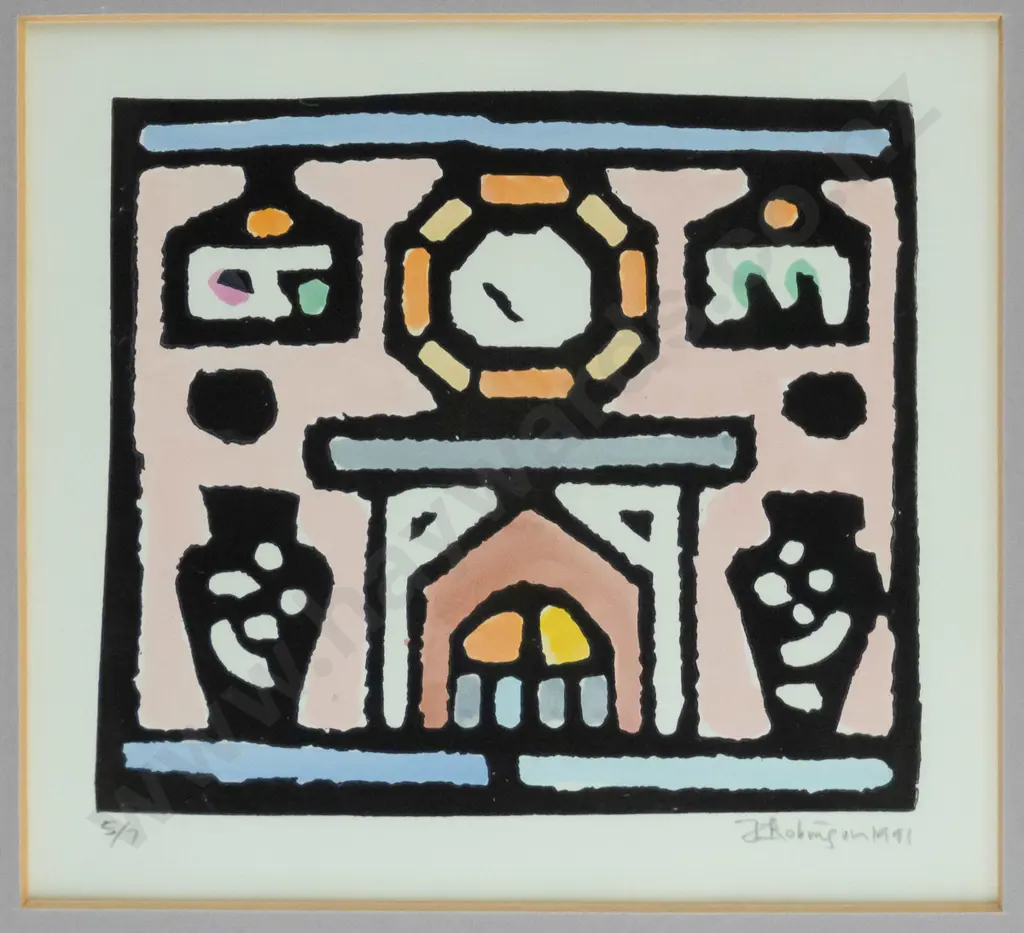 John Robinson 1991 - framed linocut diptych 5/7 Each H-115 W-130 Image 1++