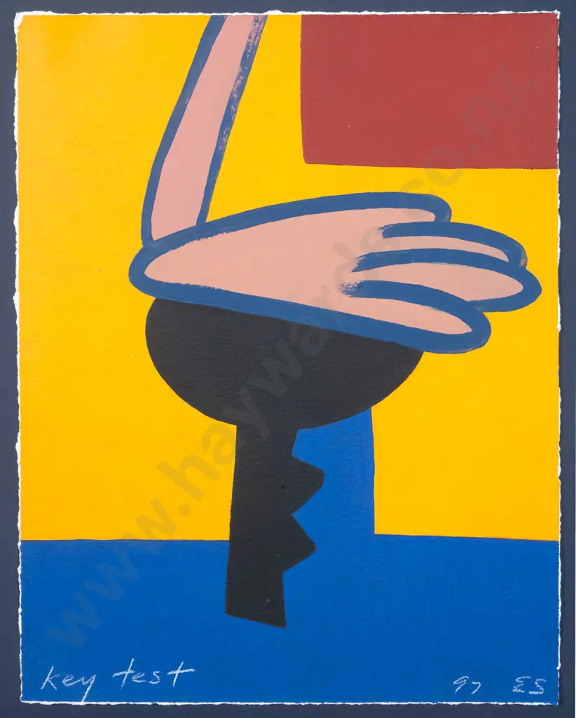 Eion Stevens ' 97 - framed acrylic "key test" H-380 W-300 Image 1++