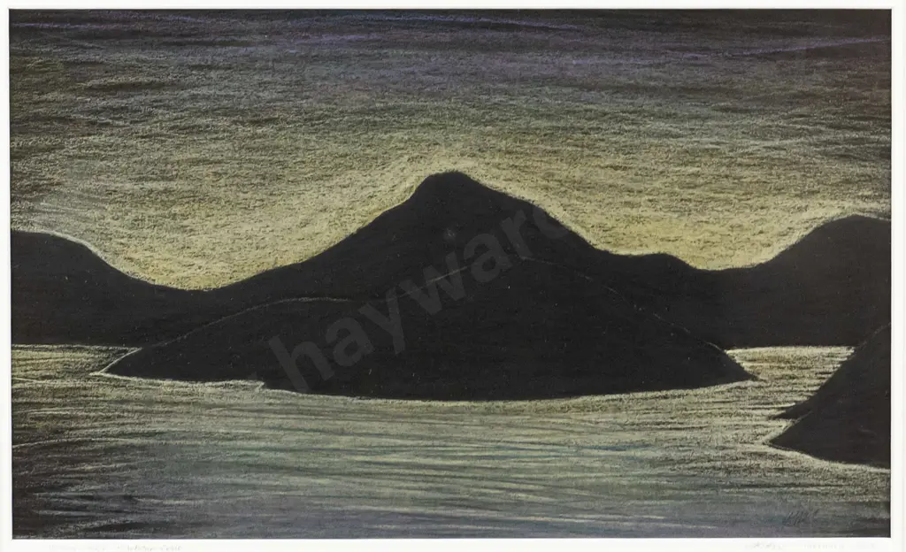 illegible signature February 2005 - framed pastel "Dawn Over Harbour Cone" H-230 W-370 Image 1++