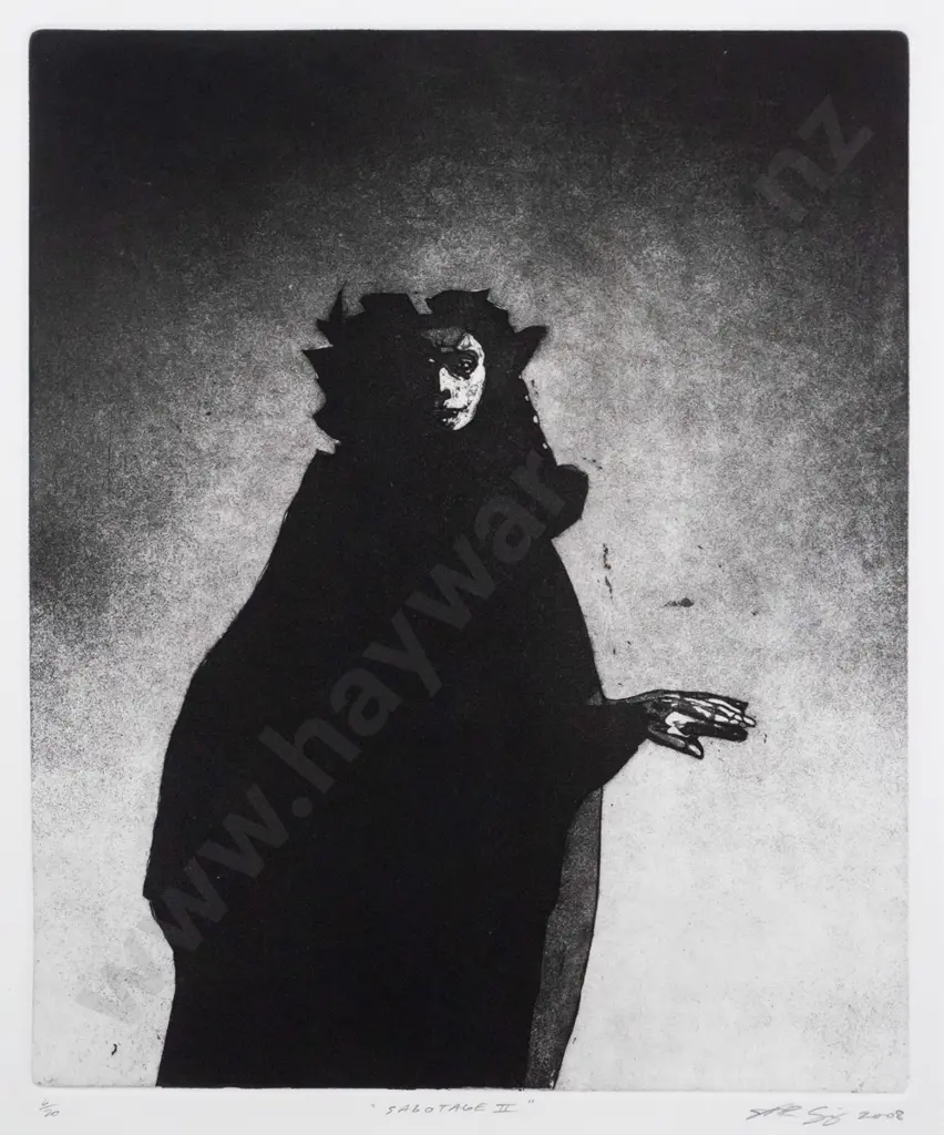 Jason Greig - framed etching 6/20 "Sabotage II" H-270 W-220 Image 1++