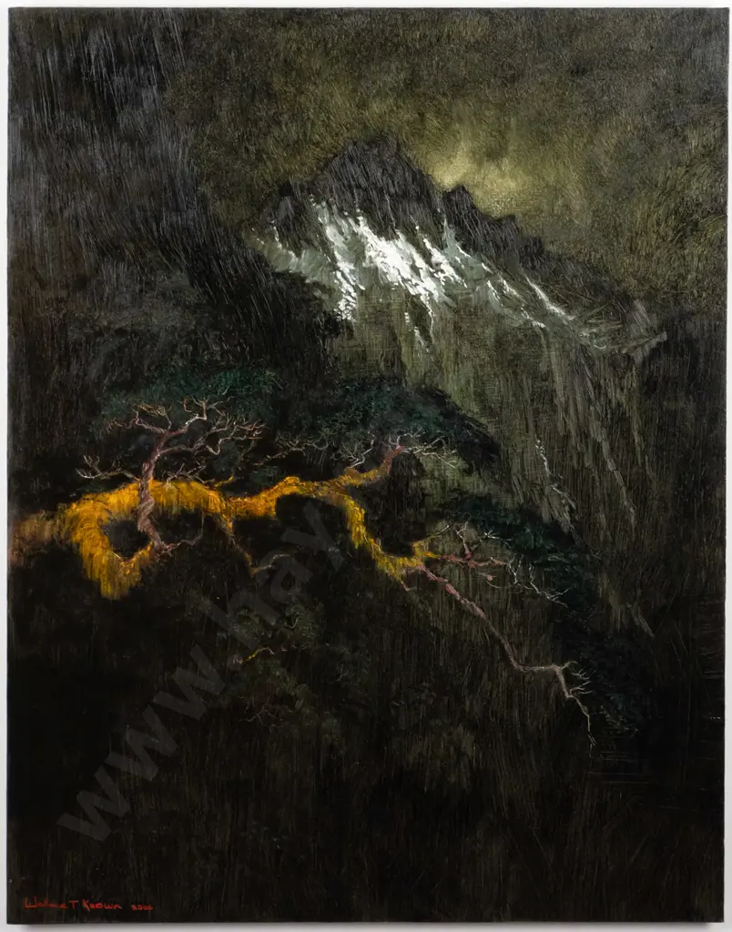 Wallace T Keown 2004 - framed oil "Rain Forest, Fiordland" H-715 W-560 Image 1++