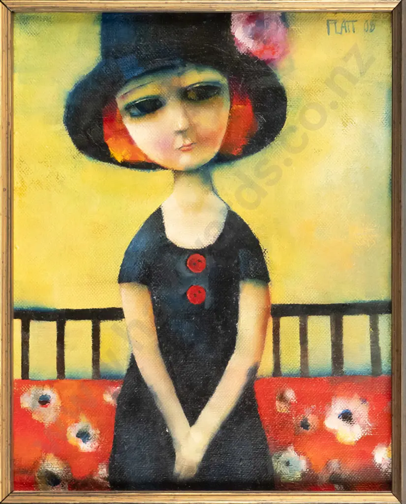 Suzy Platt 2008 - framed oil - girl with flower in hat H-250 W-200 Image 1++