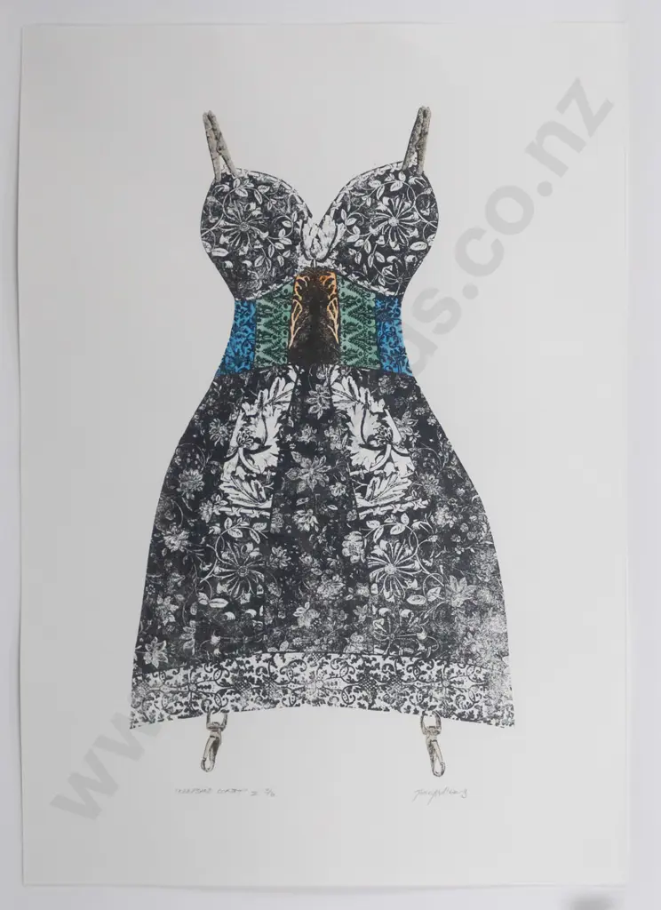 Tracey Williams - framed screenprint 3/6 "Keepsake Corset" II  H-580 W-410 Image 1++