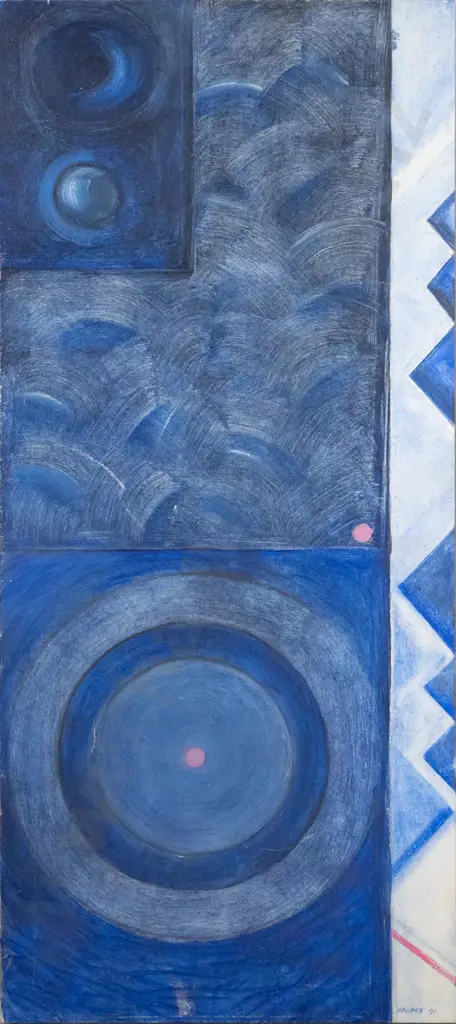 Clive Arlidge - boxed acrylic on canvas "Circle At Flat 5" H-80 W-350 Image 1++