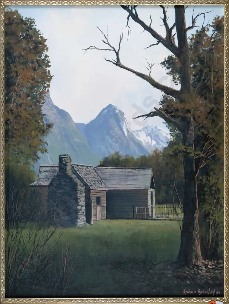 Graham Brinsley '94 - framed oil - JC Fenn historic cottage, Paradise H-580 W-430 Image 1++