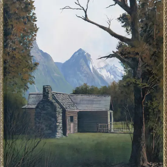 Graham Brinsley '94 - framed oil - JC Fenn historic cottage, Paradise H-580 W-430