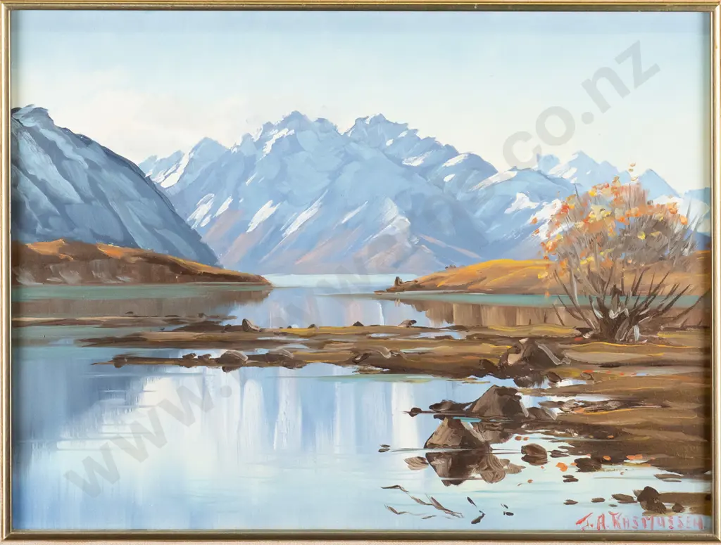 JA Rasmussen - framed oil "Lake Tekapo" H-280 W-380 Image 1++