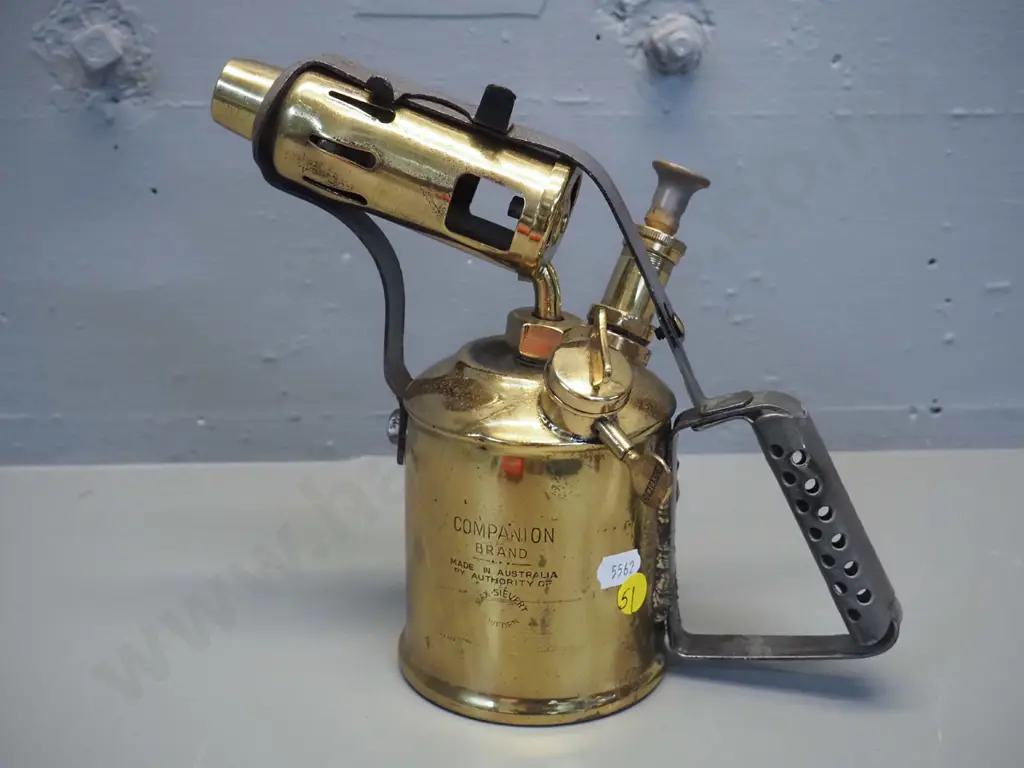 "Companion" polished brass blow torch - made in Australia H-220 Image 1++