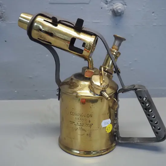 "Companion" polished brass blow torch - made in Australia H-220