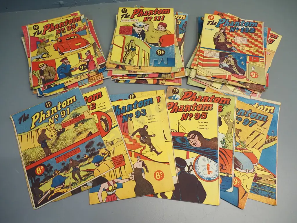 early New Zealand issue Phantom comics - complete from No. 91 thru No. 155 - musty, stains and some have damage Image 1++