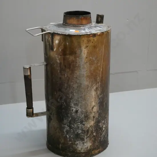 large thermette with wooden handle - aged and worn finish H-490 W-300 at handle