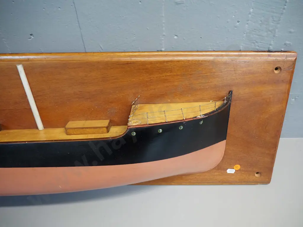 wall mount timber ship model on wooden mounting board, marked EETA & Wigham Richardson & Co Builders, Newcastle on Tyne Image 1++