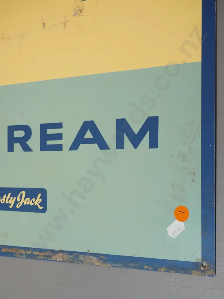 vintage metal hand-painted sign - Frosty Jack Ice Cream - some loss of paint and rubbing H-610 W-460 Image 1++