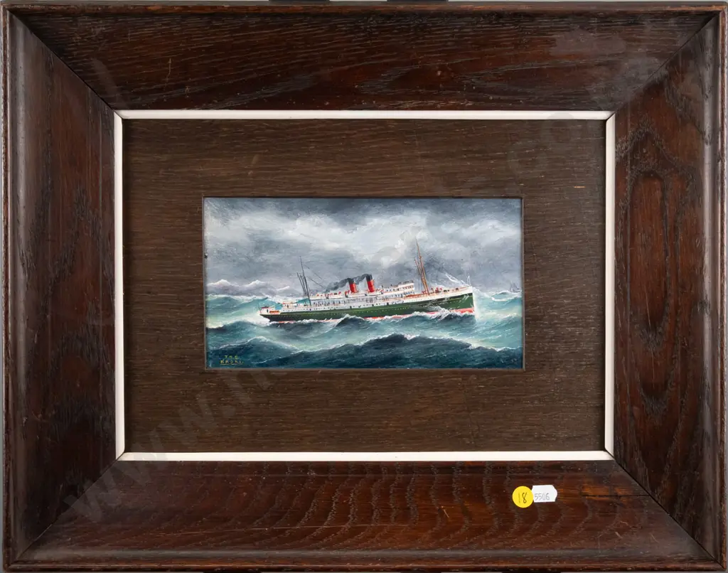 Frank Barnes - framed oil - TSS Maori H-120 W-215 Image 1++