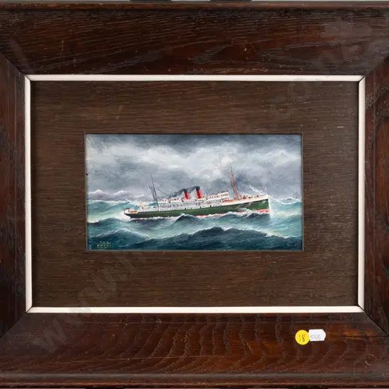 Frank Barnes - framed oil - TSS Maori H-120 W-215