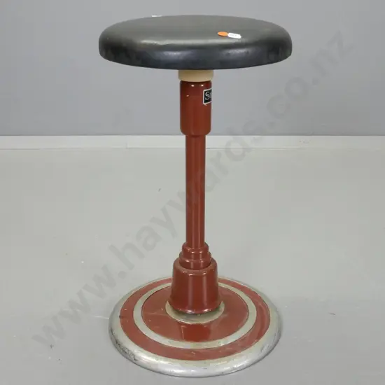 vintage Sterling swivel top metal based dentist / task stool with black vinyl top - some chips to finish H530 Base D340