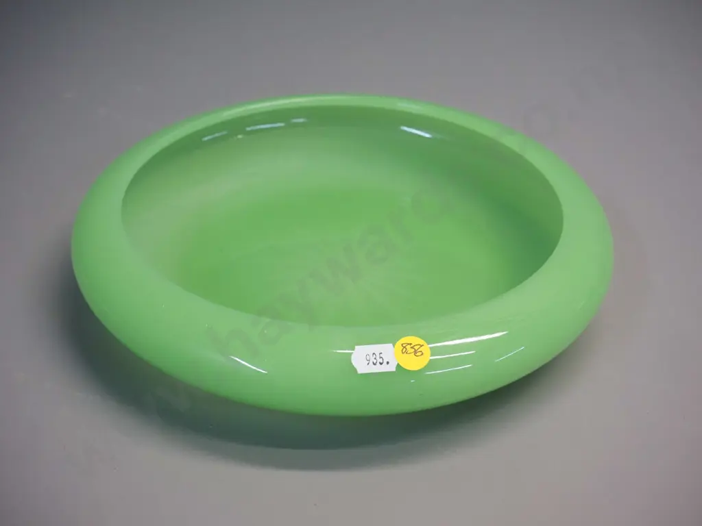 opaque green uranium glass float bowl D-260 Image 1++