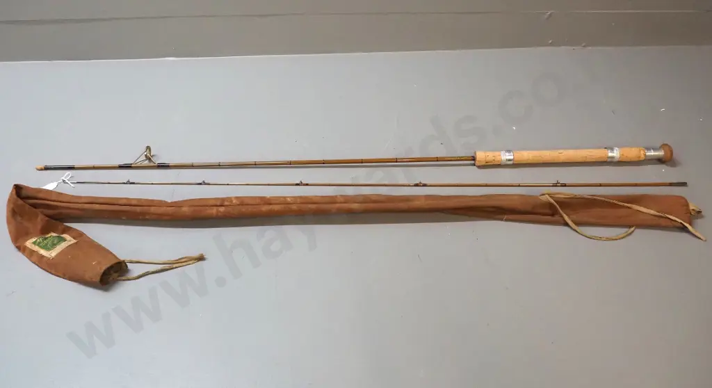 vintage 2-piece Apollo tubular steel fly fishing rod with canvas sleeve Image 1++