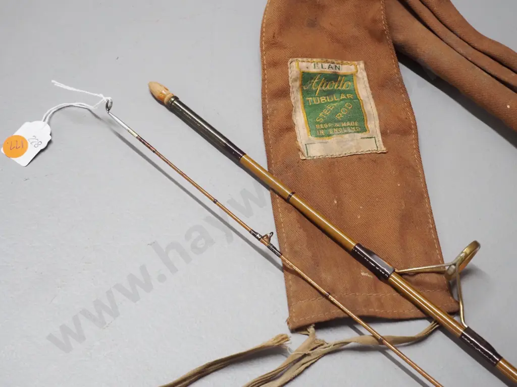 vintage 2-piece Apollo tubular steel fly fishing rod with canvas sleeve Image 1++