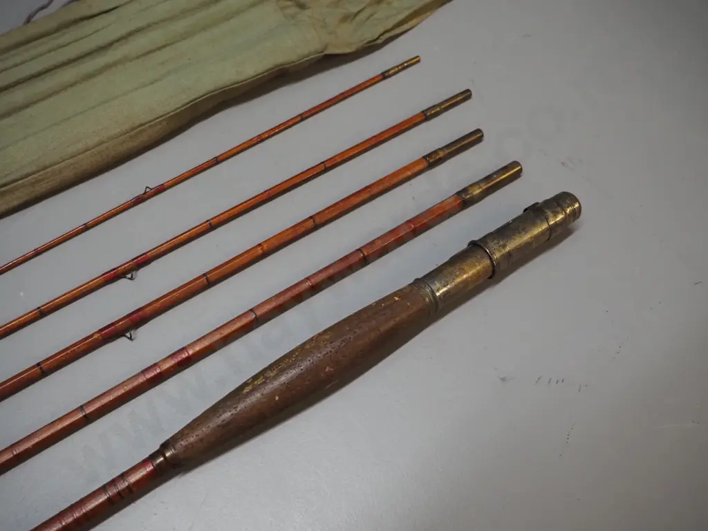 vintage 5-piece fly fishing rod with canvas sleeve - no maker's marks Image 1++