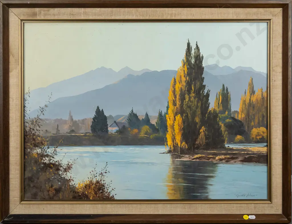 Kenneth Nelson 1979 - framed oil "Autumn Afternoon, Albert Town, Central Otago" H-470 W-670 Image 1++