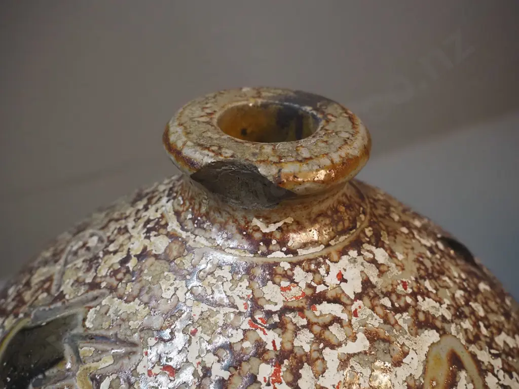 narrow-mouth stoneware crock marked J Hole & Co Timaru / 2 Gallons Liquor - has small chip to mouth H-370 D-220 Image 1++