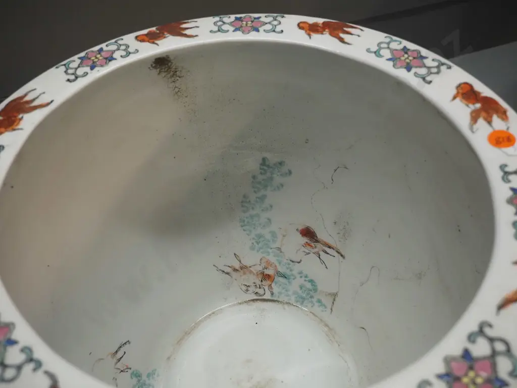 Chinese jardiniere with floral and butterfly motifs, interior goldfish H-290 D-310 Image 1++