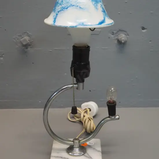 vintage table or bedside lamp with 2 different size bulb fittings and one early plastic fit-on shade H-360