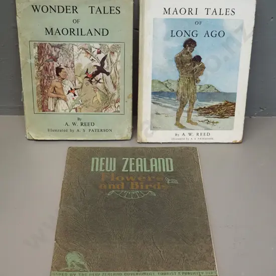 3 NZ books - Tales of Maoriland and Maori Tales of Long Ago (1958) - both pub. AW Reed and New Zealand Flowers & Birds