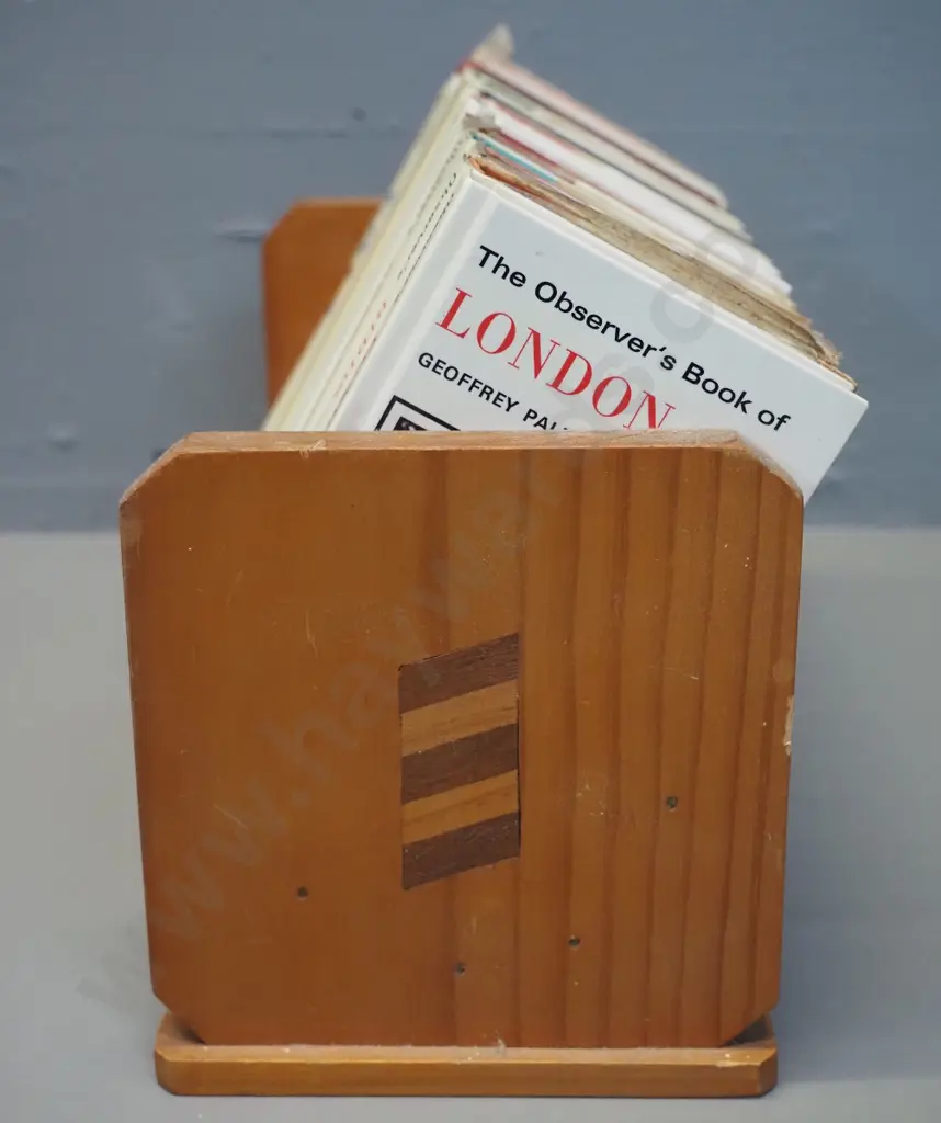 collection of 15 small Observer series books on various subjects, pub. Frederick Warne, on small bookshelf with inlaid Image 1++