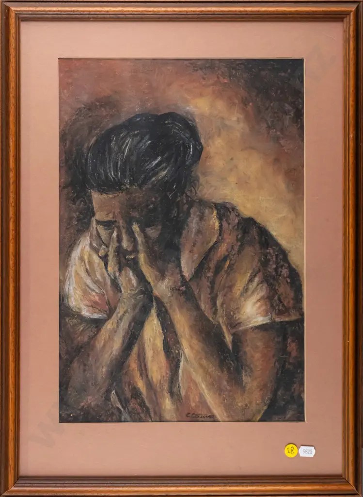 Cousins - framed pastel - portrait H-390 W-265 Image 1++
