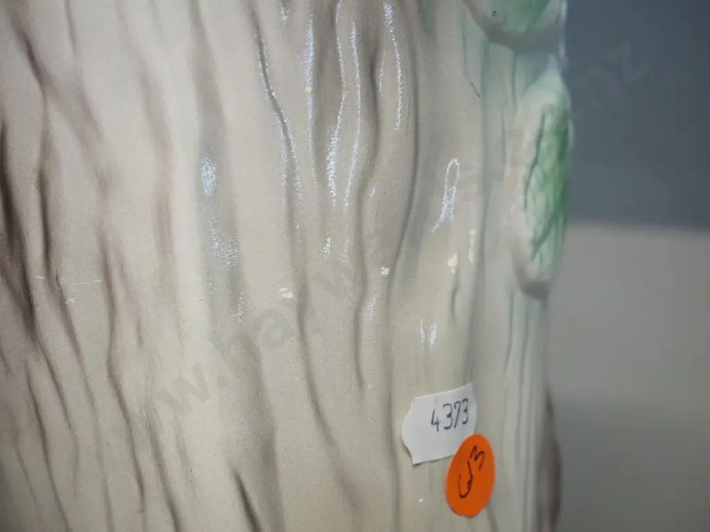 Crown Lynn No. 546 hand painted tree bark and floral motif vase - various small flecks H-220 D-160 Image 1++