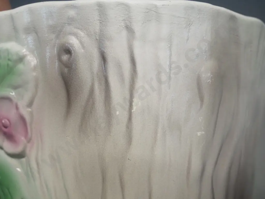 Crown Lynn No. 546 hand painted tree bark and floral motif vase - various small flecks H-220 D-160 Image 1++