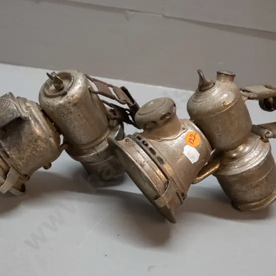 2 vintage carbide bicycle lamps - one marked Joseph Lucas Birmingham, other slightly larger has no maker's marks