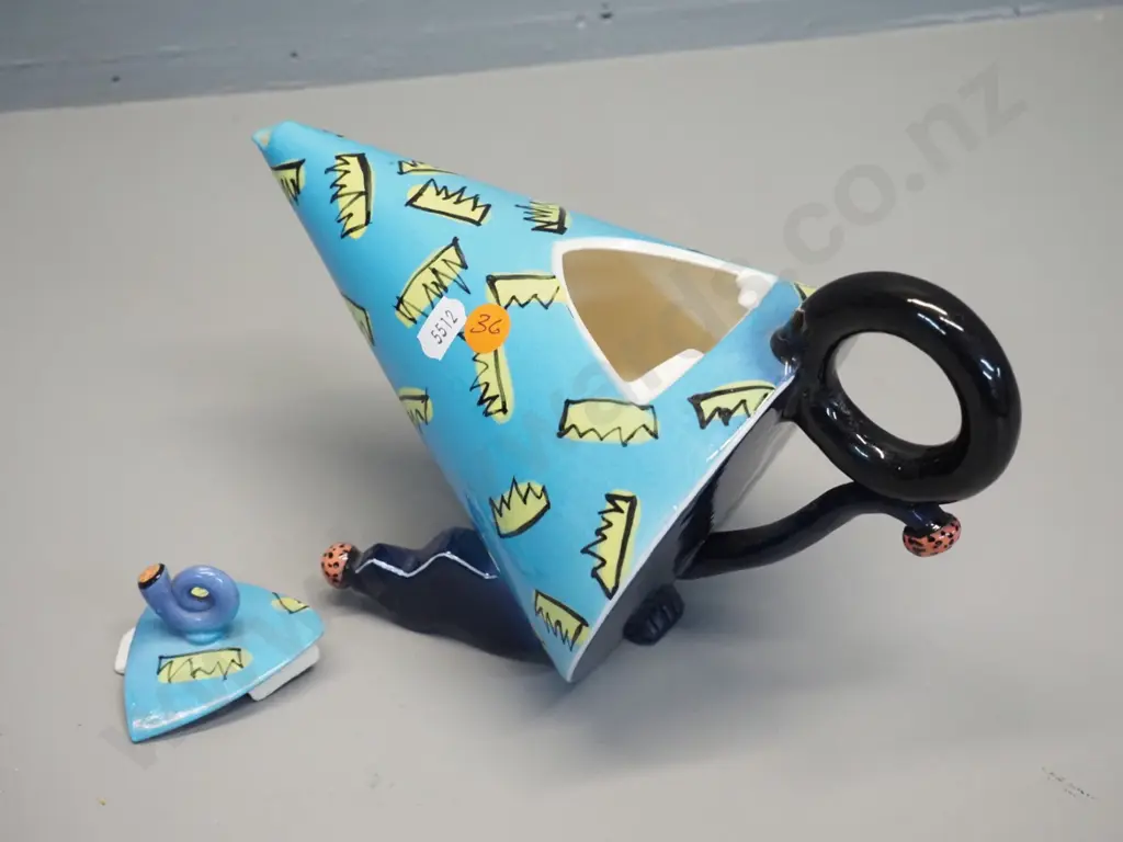 whimsical studio pottery teapot marked B. Adams 1993 H-165 L-240 Image 1++