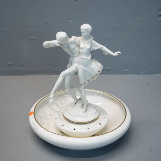 Hutschenreuther float bowl with removable figural centre piece H-270 D-230. NOTE - has large piece of hardened